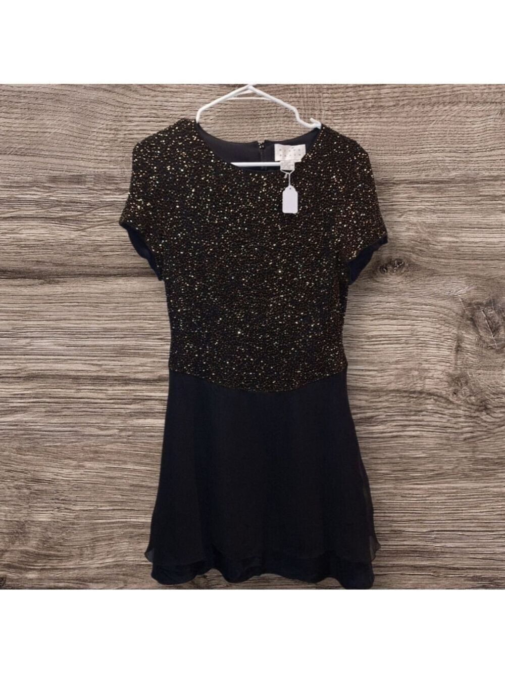Black Silk Dress Beaded Elegant Size 12
